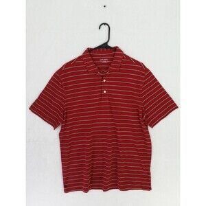 Men's UNTUCKit ARGOT Red Short Sleeve Striped Polo Shirt Size L Large